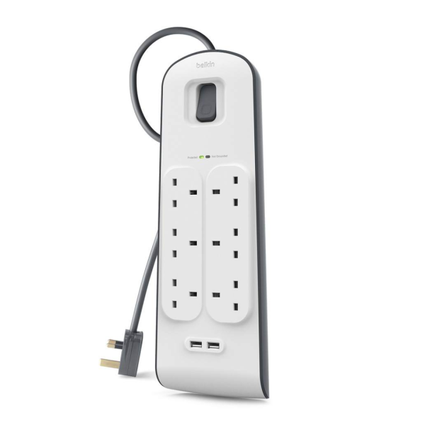 Belkin 6-Outlet Surge Protector with 2M Cord + 2 USB